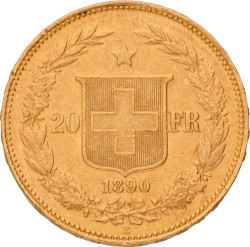 Switzerland. 20 Francs. 1890. VF / XF.