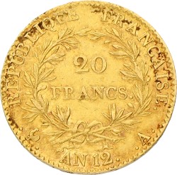 France. First republic. Napoleon. 20 Francs. An 12. XF.