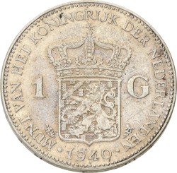 1 Gulden. Wilhelmina in Londen. 1940. Zeer Fraai.