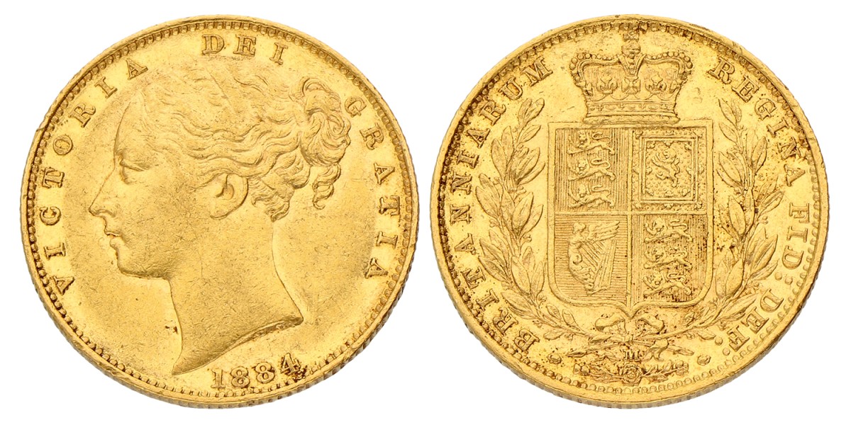 Australia. British colony. Melbourne. Victoria. Sovereign. 1884 M. AUnc.