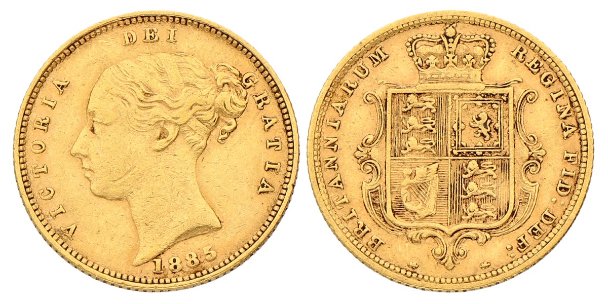 Great Britain. Victoria. ½ Sovereign. 1885. VF +.