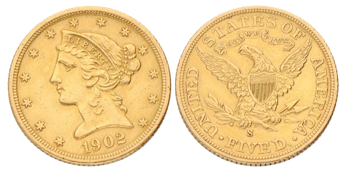 USA. San Francisco. 5 Dollars. 1902. XF +.