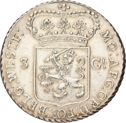 3 Gulden - Generaliteits. West-Friesland. 1792. Zeer Fraai +.