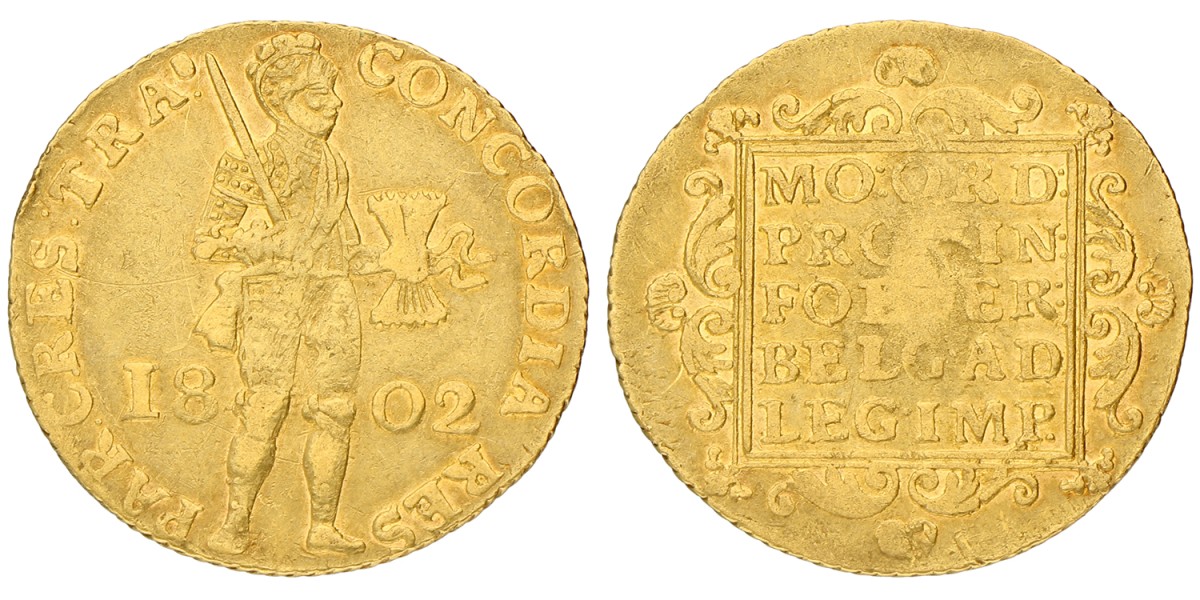 Gouden Dukaat. Utrecht. 1802. Zeer Fraai.
