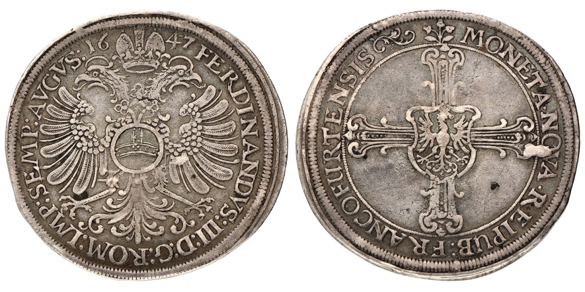 German states. Frankfurt. Reichsthaler. 1647. VF +.