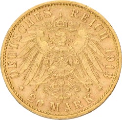 German states. Hamburg. 20 Mark. 1913. AUnc.