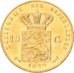 10 Gulden. Willem III. 1880. Prachtig +.