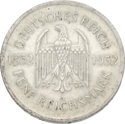 Germany. Weimar republic. 5 Mark - Goethe. 1932 A. XF -.