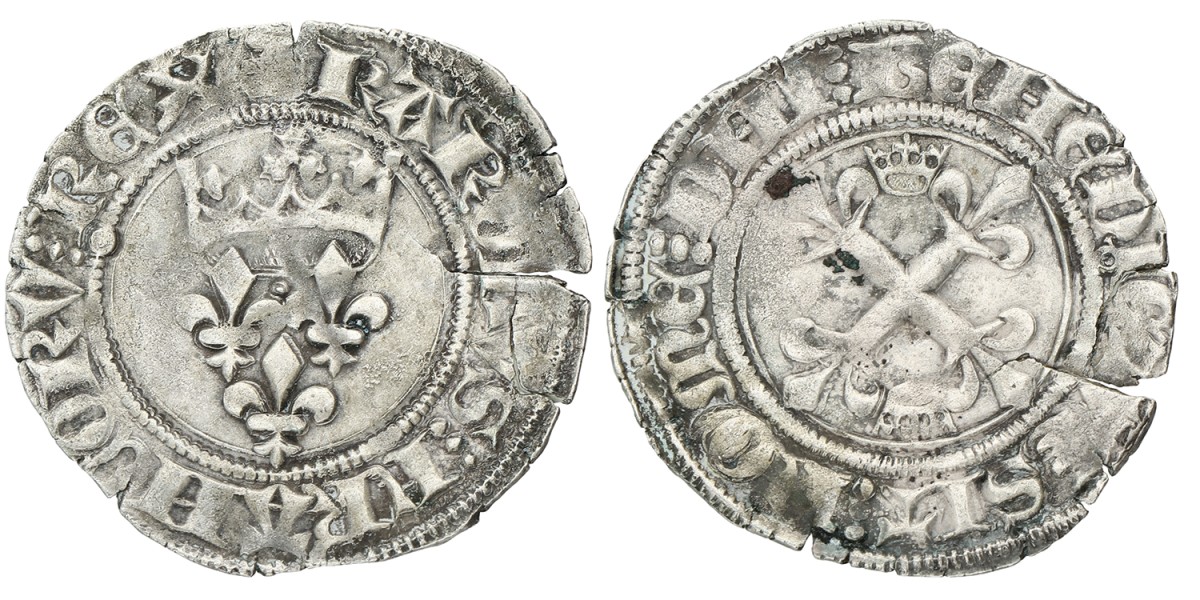 France. Tournai. Charles VI. Gros dit Florette. ND (1380 - 1422). VF.