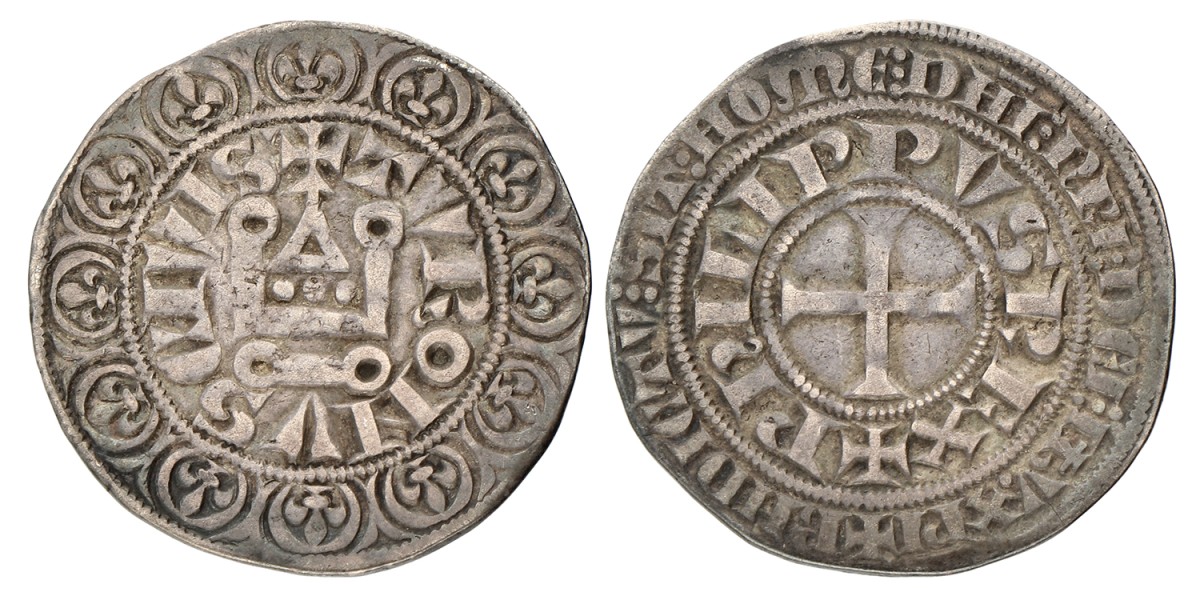 France. Tournai. Philips IV. Gros. ND (1285 - 1314). VF.