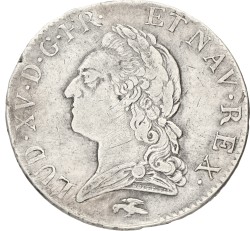 France. Louis XV. Ecu a la vieille tete. 1771 D. VF.