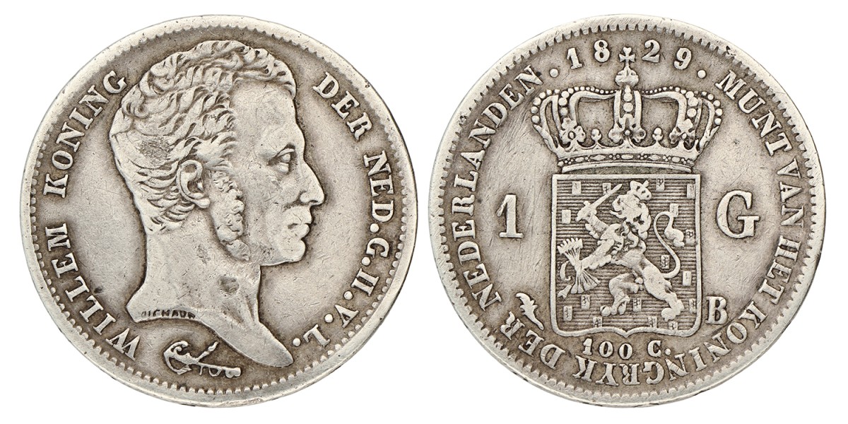 1 Gulden. Willem I. 1829 B. VF