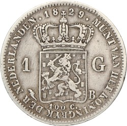 1 Gulden. Willem I. 1829 B. Zeer Fraai.