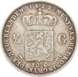 ½ Gulden. Willem I. 1822U a. Zeer Fraai -.