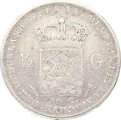 ½ Gulden. Willem I. 1818 U. Zeer Fraai -.