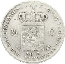 ½ Gulden. Willem I. 1822U a. Zeer Fraai -.