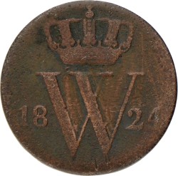 ½ Cent. Willem I. 1824 B. Zeer Fraai.