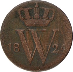 ½ Cent. Willem I. 1824 B. Zeer Fraai.