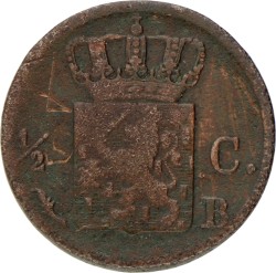 ½ Cent. Willem I. 1824 B. Zeer Fraai.