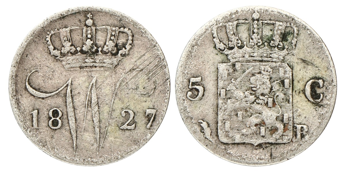 5 Cent. Willem I. 1827 B. Zeer Fraai -.