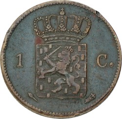 1 Cent. Willem I. 1824. Zeer Fraai +.