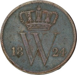 1 Cent. Willem I. 1824. Zeer Fraai +.