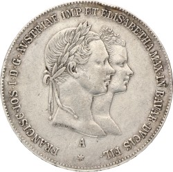 Austria. Empire. Gulden - Wedding of Franz Joseph I & Elizabeth. 1854. VF +.