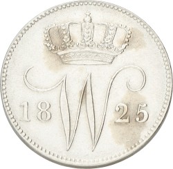 25 Cent. Willem I. 1825U. Prachtig +.