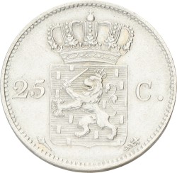 25 Cent. Willem I. 1825U. Prachtig +.