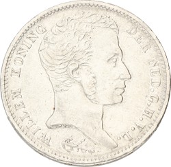 1 Gulden. Willem I. 1824U Met streepje. Prachtig -.