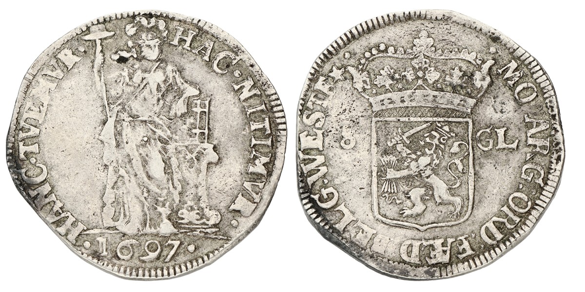 3 Gulden - Generaliteits. West-Friesland. 1697. Fraai / Zeer Fraai.