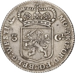 3 Gulden - Generaliteits. West-Friesland. 1763. Zeer Fraai.