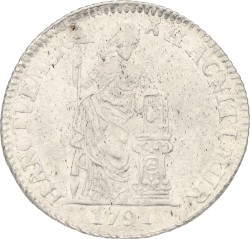 1 Gulden. V.O.C. (Zeeland). 1791. Fraai / Zeer Fraai.