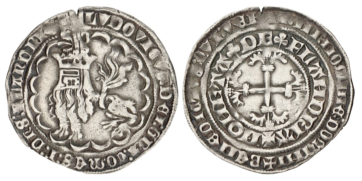 Dubbele Groot of Botdrager. Vlaanderen. Gent. Lodewijk II van Male. ZJ (1346 - 1384). Zeer Fraai.