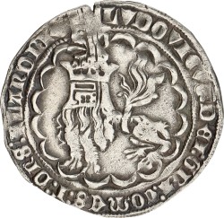 Dubbele Groot of Botdrager. Vlaanderen. Gent. Lodewijk II van Male. ZJ (1346 - 1384). Zeer Fraai.