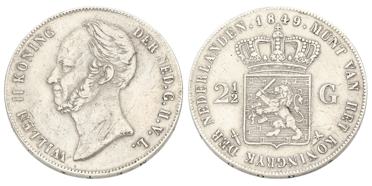 2½ Gulden. Willem II. 1849. Prachtig -.