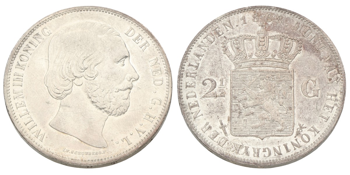 2½ Gulden. Willem III. 1868. Prachtig -.