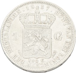 1 Gulden. Willem I. 1837. Zeer Fraai / Prachtig.