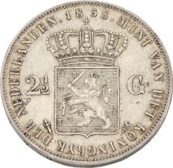 2½ Gulden. Willem III. 1858. Prachtig -.