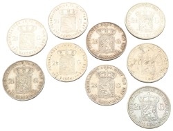 Lot (9) 2½ Gulden. Willem II&III - Wilhelmina. Gemiddeld Zeer Fraai.