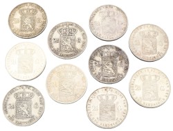 Lot (10) 2½ Gulden. Willem III. 19e Eeuw. Average VF