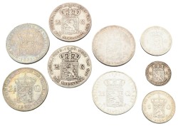 Lot (9) Diverse zilveren munten. Gemiddeld Zeer Fraai.
