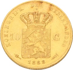 10 Gulden. Willem III. 1888. Prachtig / UNC.