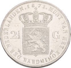 2½ Gulden. Willem III. 1871. Prachtig.
