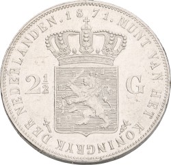 2½ Gulden. Willem III. 1871. Prachtig.