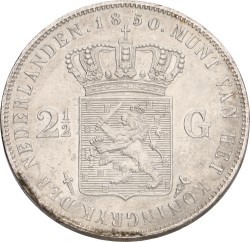 2½ Gulden. Willem III. 1850. Prachtig +.