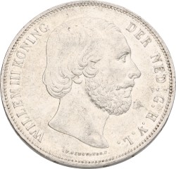 2½ Gulden. Willem III. 1865 - Zonder punt tussen IP. Prachtig -.