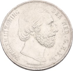 2½ Gulden. Willem III. 1861 - Zonder punt tussen PS. Prachtig +.