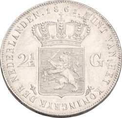 2½ Gulden. Willem III. 1861 - Zonder punt tussen PS. Prachtig +.