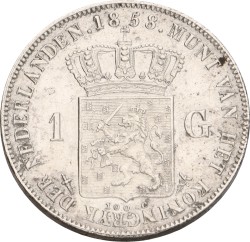 1 Gulden. Willem III. 1858. Prachtig +.